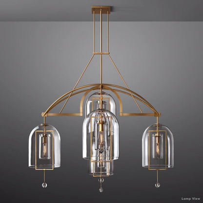 Fulcrum Cloche Glass Round Chandelier 61"