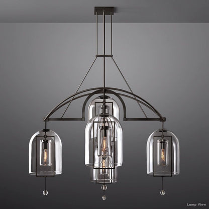 Fulcrum Cloche Glass Round Chandelier 61"
