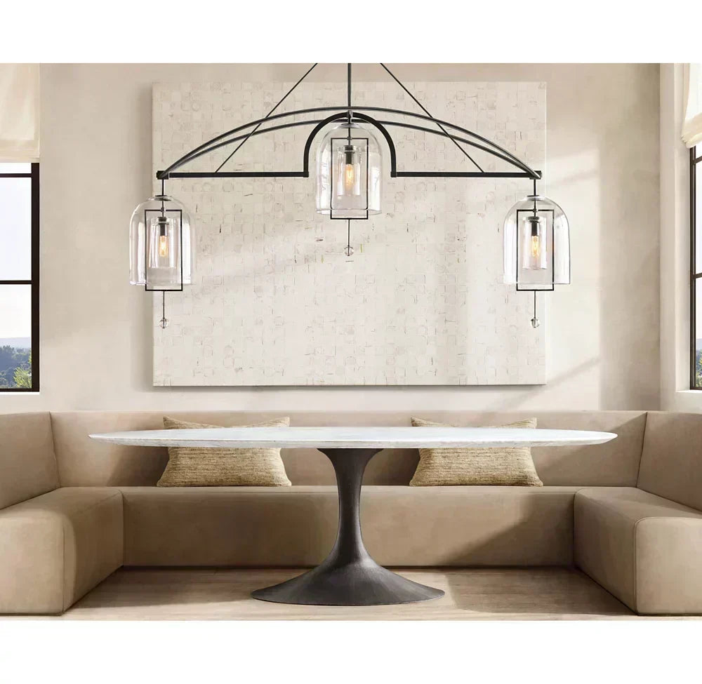 Fulcrum Cloche Glass Linear Chandelier 48"