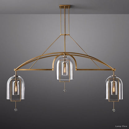 Fulcrum Cloche Glass Linear Chandelier 85"
