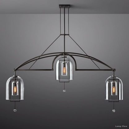 Fulcrum Cloche Glass Linear Chandelier 85"