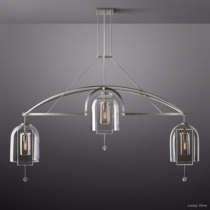 Fulcrum Cloche Glass Linear Chandelier 85"