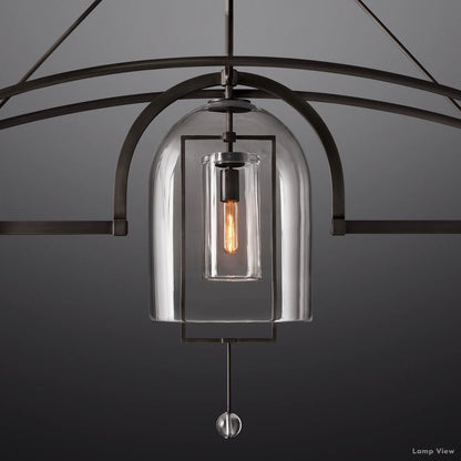 Fulcrum Cloche Glass Linear Chandelier 85"