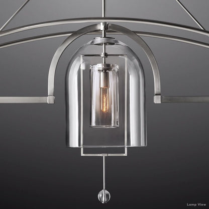 Fulcrum Cloche Glass Linear Chandelier 85"