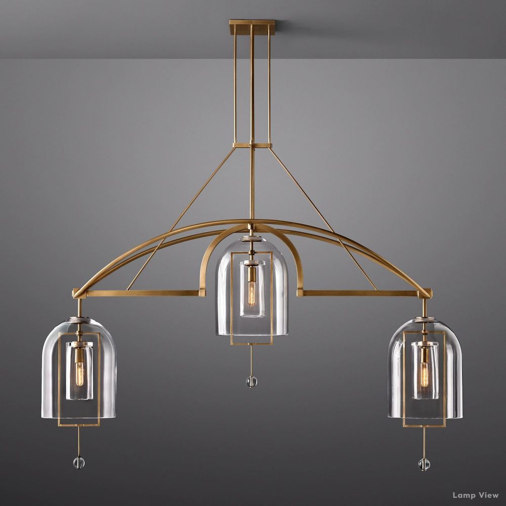 Fulcrum Cloche Glass Linear Chandelier 73"