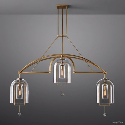 Fulcrum Cloche Glass Linear Chandelier 73"