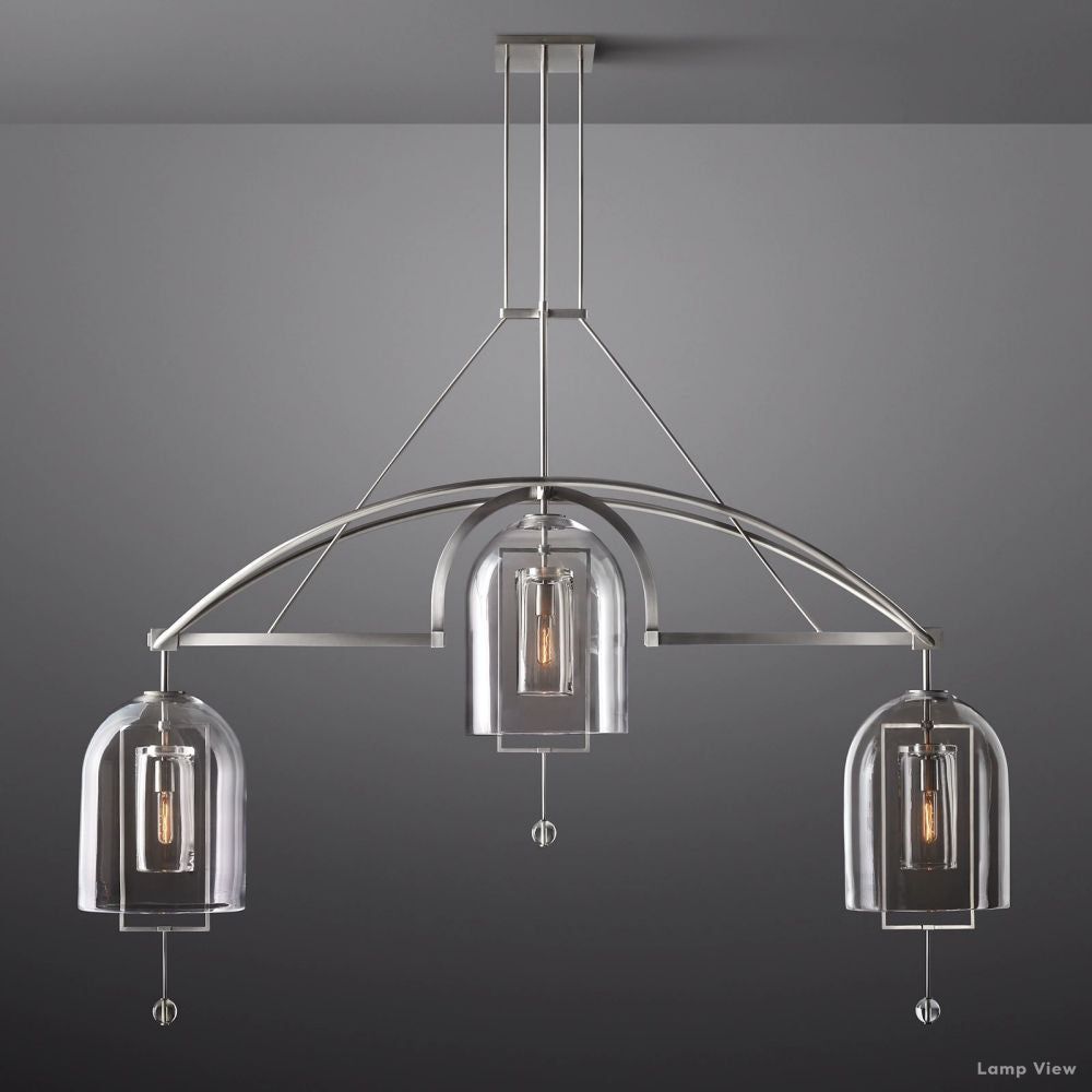 Fulcrum Cloche Glass Linear Chandelier 73"