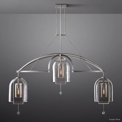Fulcrum Cloche Glass Linear Chandelier 73"