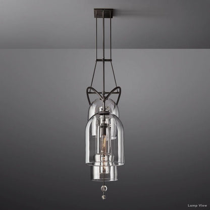Fulcrum Cloche Glass Linear Chandelier 73"