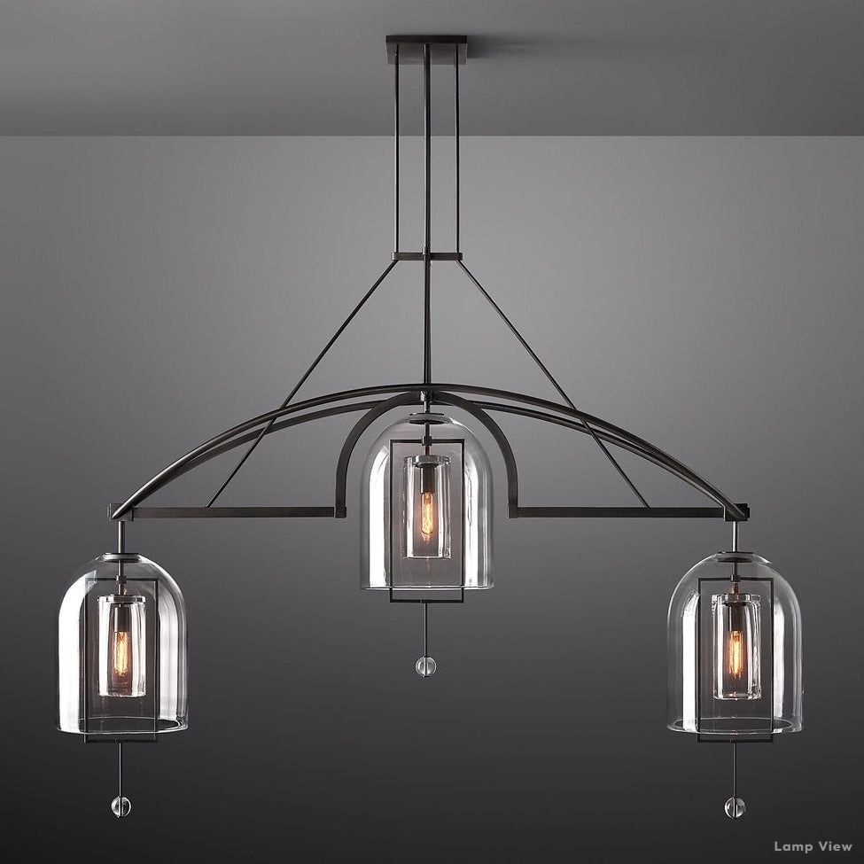 Fulcrum Cloche Glass Linear Chandelier 73"