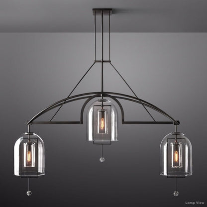Fulcrum Cloche Glass Linear Chandelier 73"