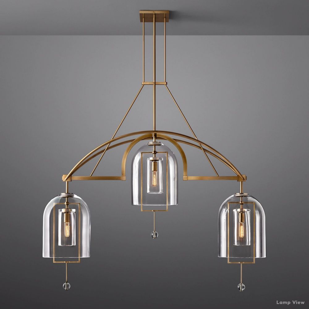 Fulcrum Cloche Glass Linear Chandelier 61"