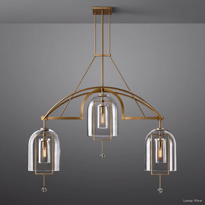 Fulcrum Cloche Glass Linear Chandelier 61"