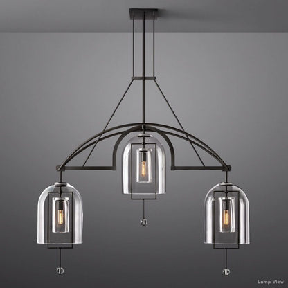 Fulcrum Cloche Glass Linear Chandelier 61"