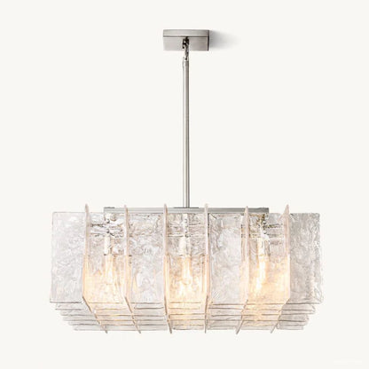 Lattice Cast Glass Square Chandelier 37"