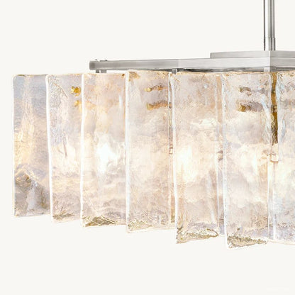 Lattice Cast Glass Square Chandelier 37"