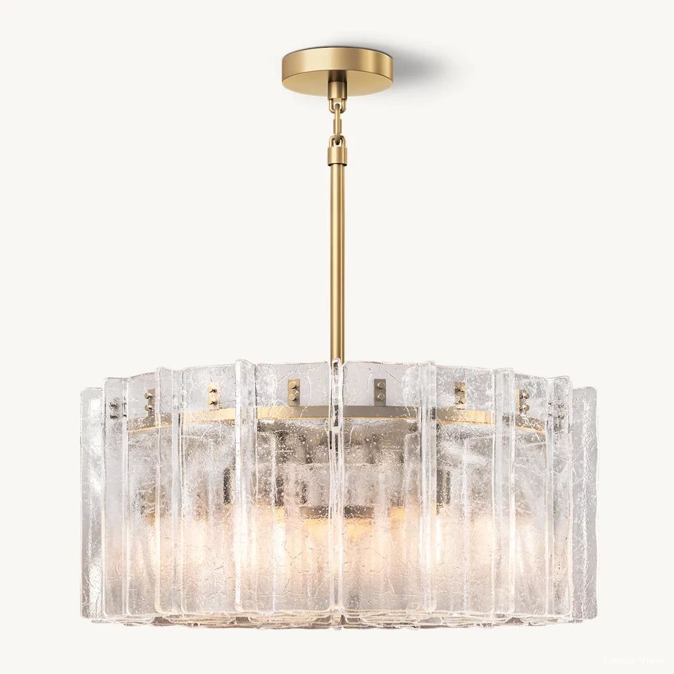 Lattice Cast Glass Round Chandelier 37"