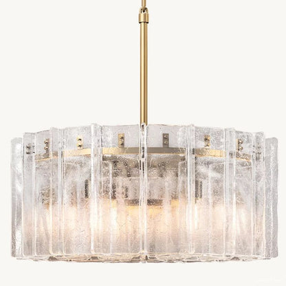 Lattice Cast Glass Round Chandelier 37"