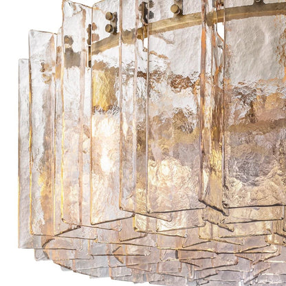 Lattice Cast Glass Round Chandelier 60"