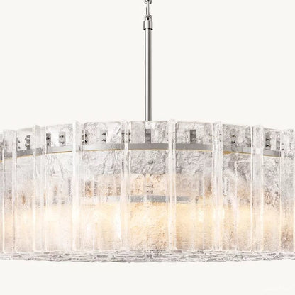 Lattice Cast Glass Round Chandelier 60"
