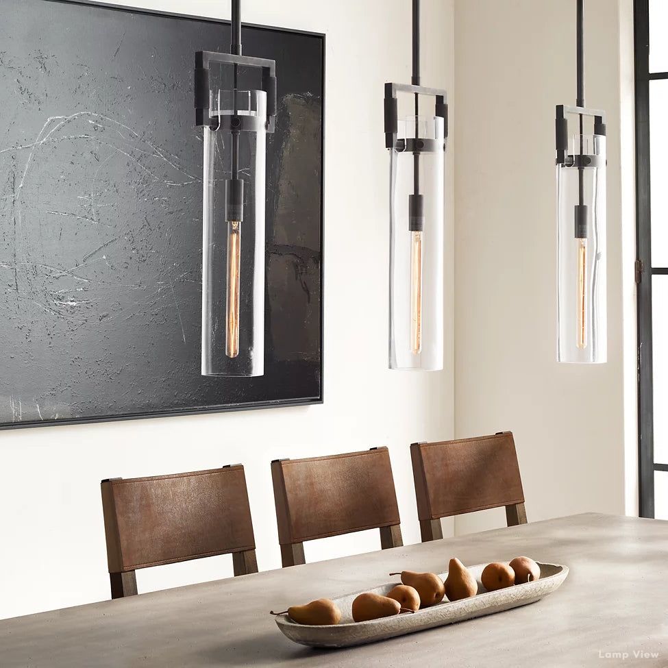 Machinist Glass Cylinder Pendant Light