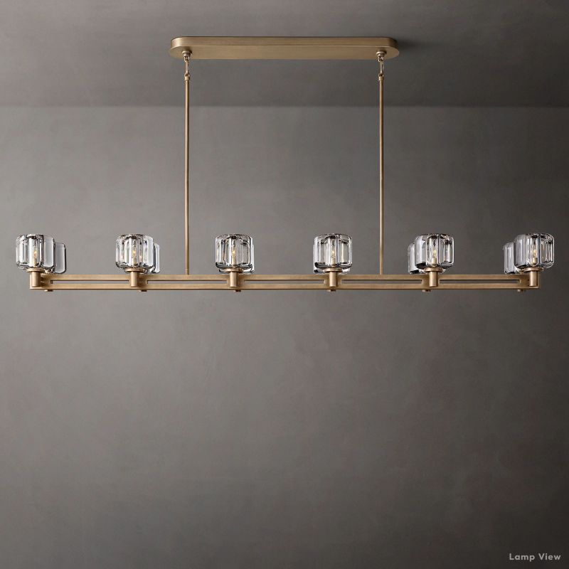 Demaret Modern Crystal Double Linear Chandelier 72"