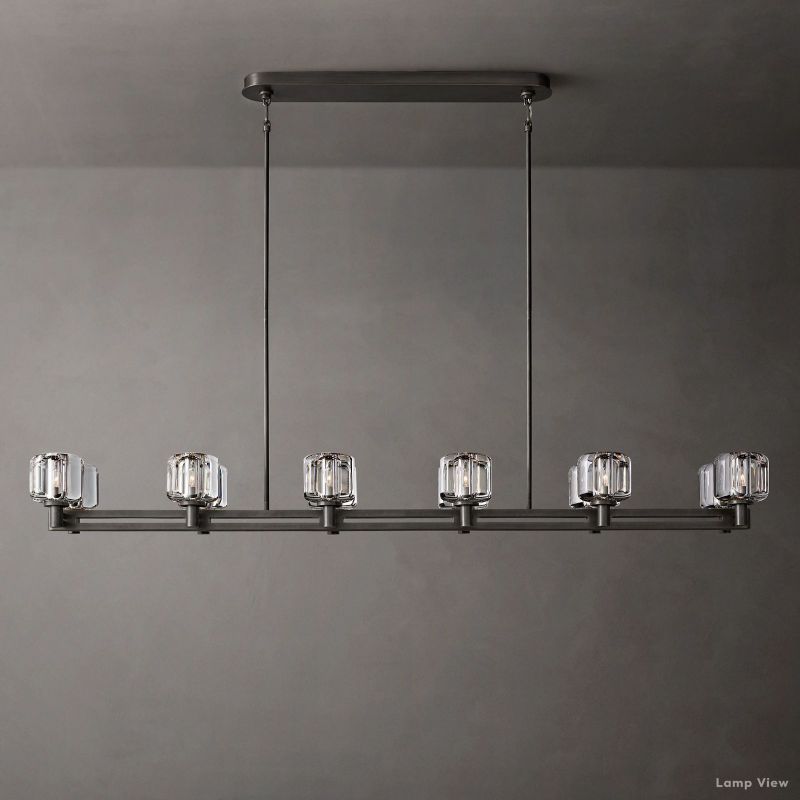 Demaret Modern Crystal Double Linear Chandelier 72"
