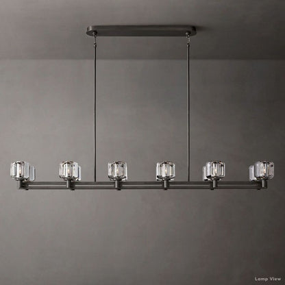 Demaret Modern Crystal Double Linear Chandelier 72"