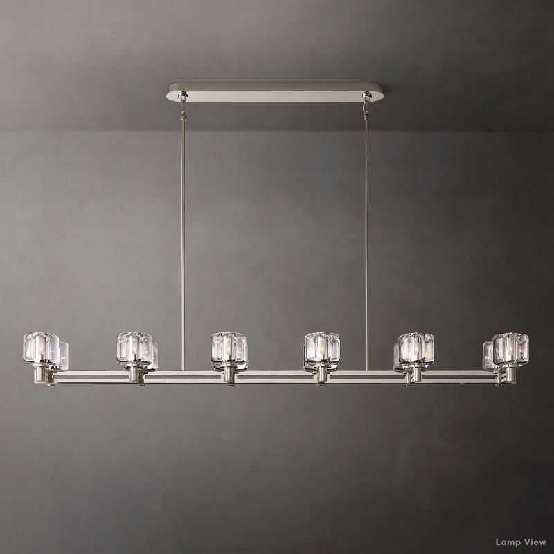 Demaret Modern Crystal Double Linear Chandelier 72"
