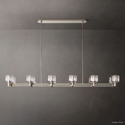 Demaret Modern Crystal Double Linear Chandelier 72"