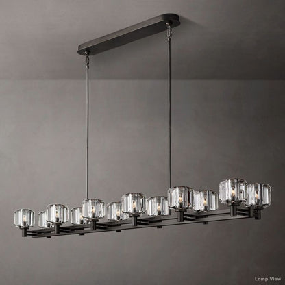 Demaret Modern Crystal Double Linear Chandelier 72"