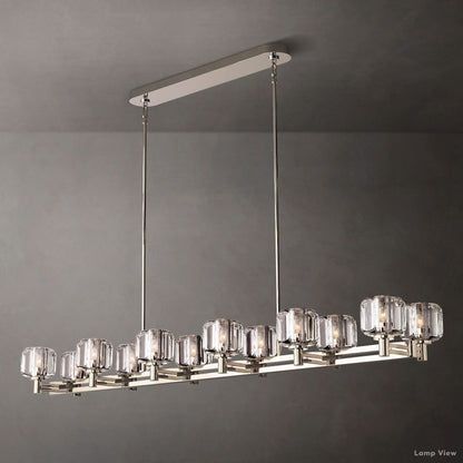 Demaret Modern Crystal Double Linear Chandelier 72"
