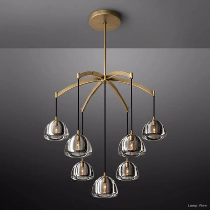 Hemisphere Domed Crystal Round Chandelier 36"