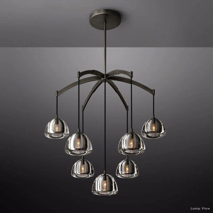 Hemisphere Domed Crystal Round Chandelier 36"