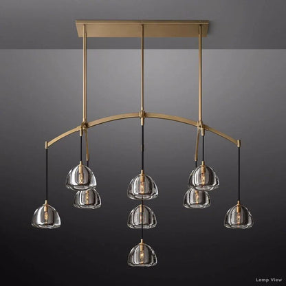 Hemisphere Domed Crystal Linear Chandelier 54"