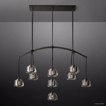 Hemisphere Domed Crystal Linear Chandelier 54"