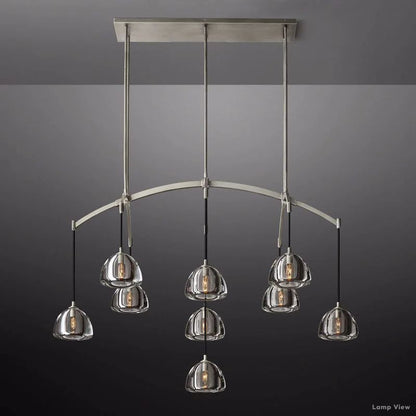 Hemisphere Domed Crystal Linear Chandelier 54"