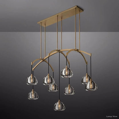 Hemisphere Domed Crystal Linear Chandelier 54"