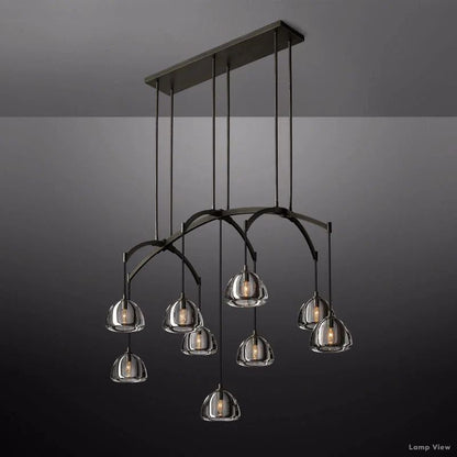 Hemisphere Domed Crystal Linear Chandelier 54"