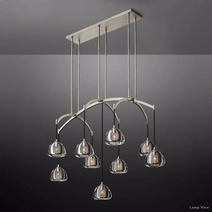 Hemisphere Domed Crystal Linear Chandelier 54"