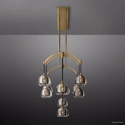 Hemisphere Domed Crystal Linear Chandelier 54"