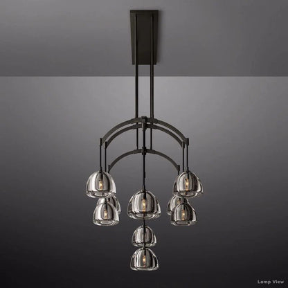 Hemisphere Domed Crystal Linear Chandelier 54"