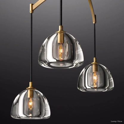 Hemisphere Domed Crystal Linear Chandelier 54"