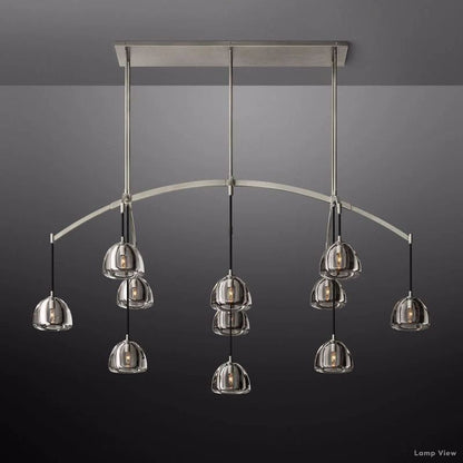 Hemisphere Domed Crystal Linear Chandelier 72"