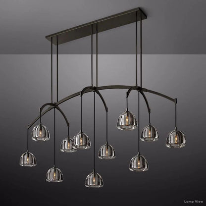 Hemisphere Domed Crystal Linear Chandelier 72"
