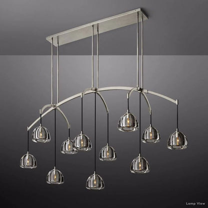 Hemisphere Domed Crystal Linear Chandelier 72"