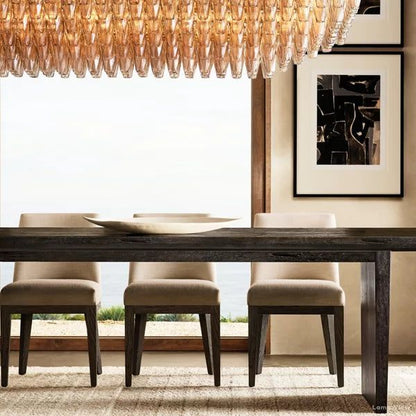 Chiara Lustrous Glass Tiered Rectangular Chandelier 74"