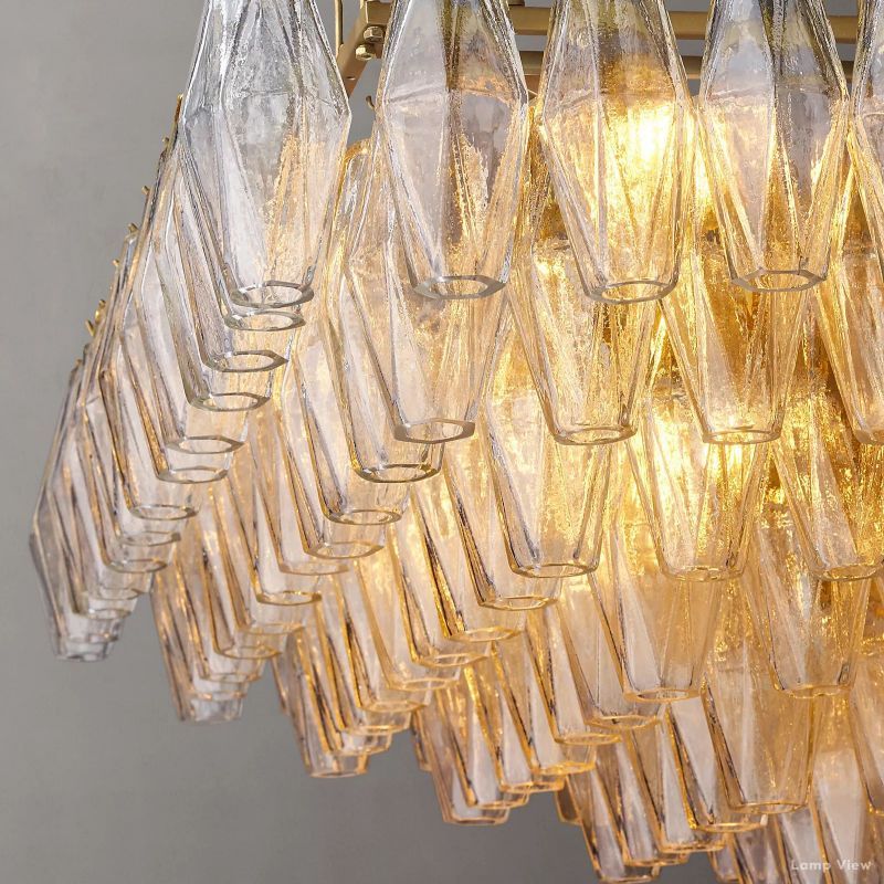 Chiara Lustrous Glass Rectangular Chandelier 74"