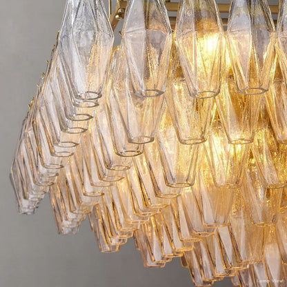 Chiara Lustrous Glass Rectangular Chandelier 74"