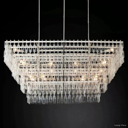 Marignan Chain Crystal Tiered Rectangle Chandelier 72"